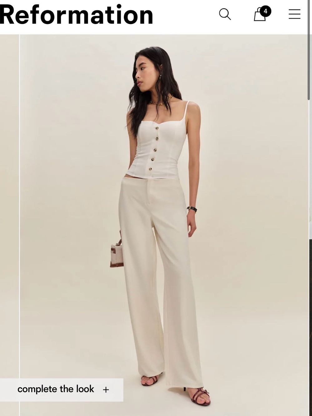 Reformation Cream Wide-Leg Trousers